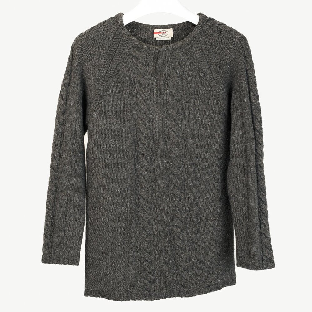 Prada Grey Cable-Knit Raglan Sweater